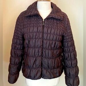 Gallery Women's Brown Quilted Long Sleeve Full Zip Puffer Jacket Size Large